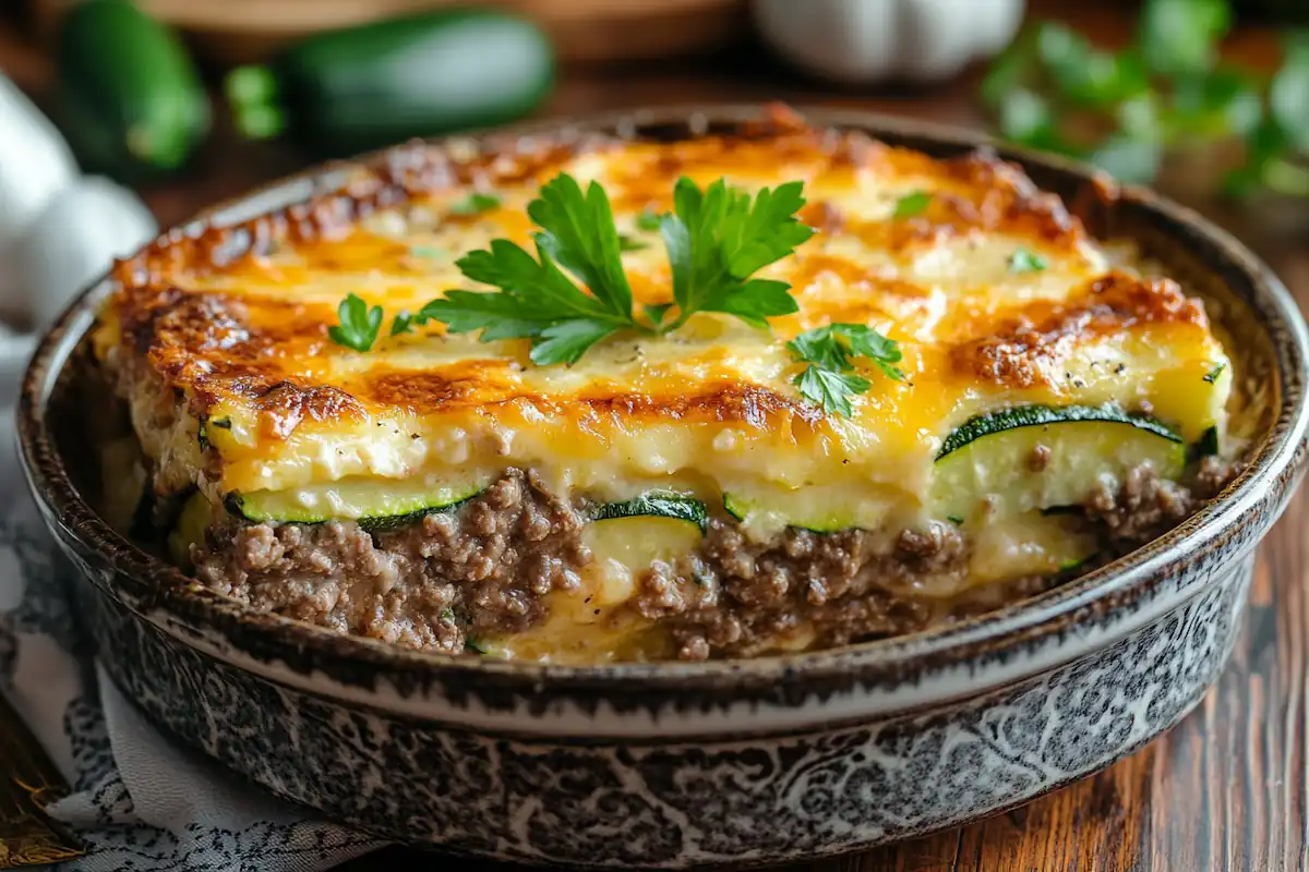 Mehevä jauheliha-kesäkurpitsavuoka – Low Carb ilman perunaa